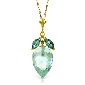 11.75 Carat 14K Solid Yellow Gold Necklace Pointy Briolette Blue Topaz