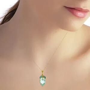11.75 Carat 14K Solid Yellow Gold Necklace Pointy Briolette Blue Topaz