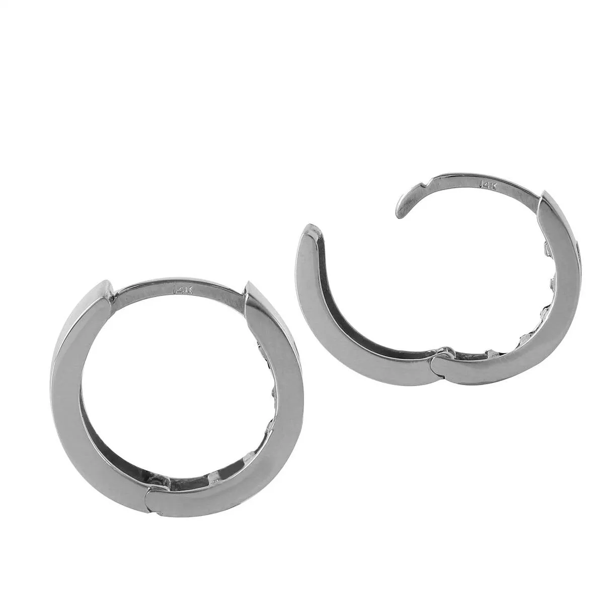 1.26 Carat 14K Solid White Gold Hoop Earrings Natural Ruby White Topaz