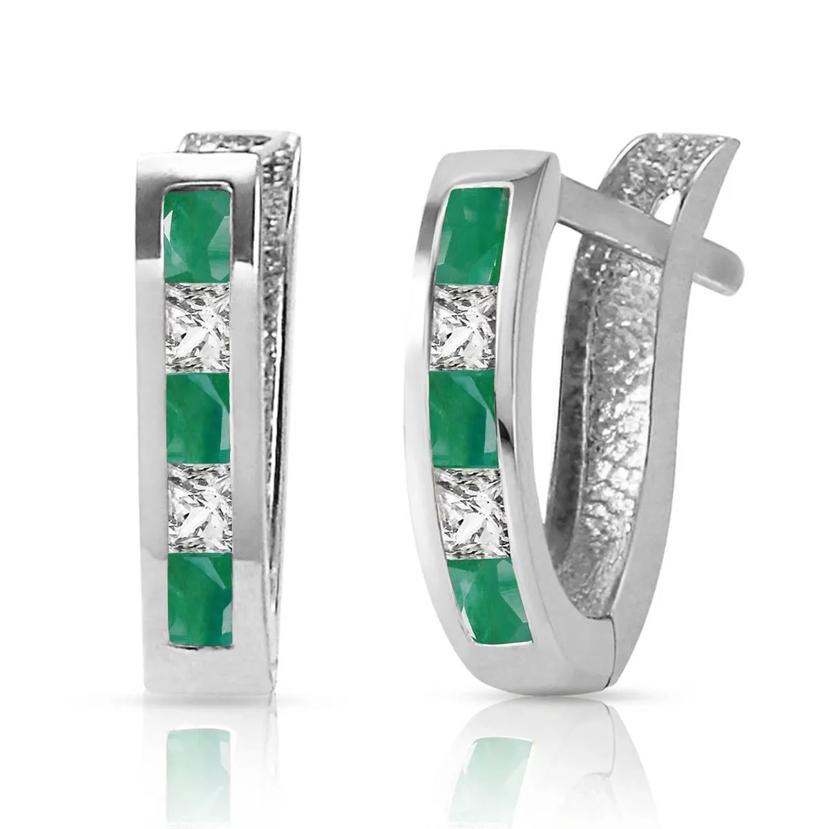 1.26 Carat 14K Solid White Gold Inevitable You Emerald White Topaz Earrings