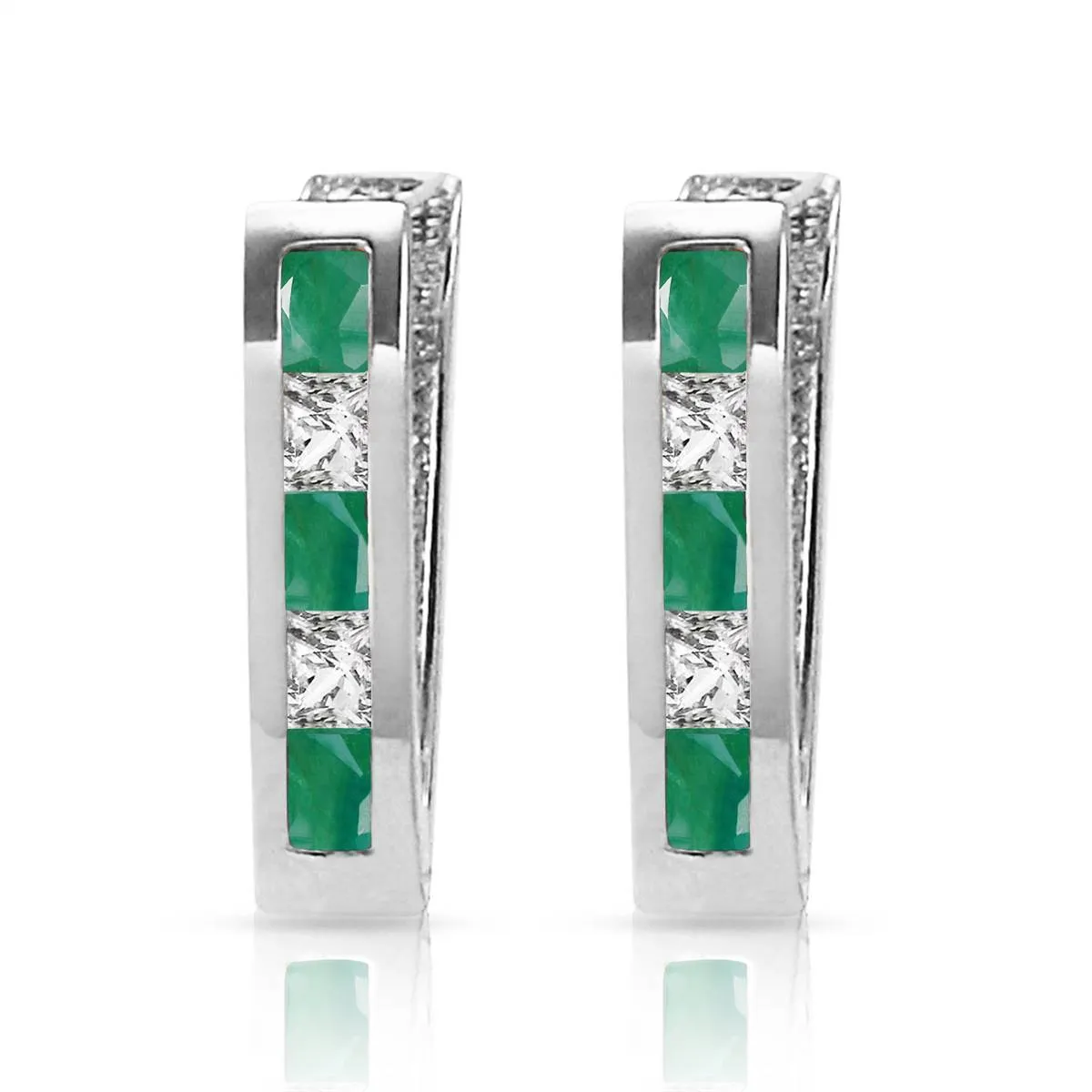 1.26 Carat 14K Solid White Gold Inevitable You Emerald White Topaz Earrings
