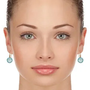 14K Solid Rose Gold Fish Hook Earrings w/ Natural Blue Topaz