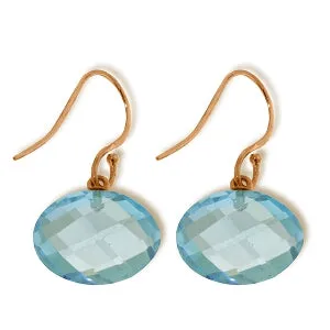 14K Solid Rose Gold Fish Hook Earrings w/ Natural Blue Topaz