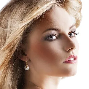 14K Solid Rose Gold Leverback Earrings w/ Rose Topaz & Diamonds