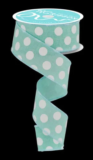 1.5"x10yd Medium Multi Dots, Mint/White  JA2