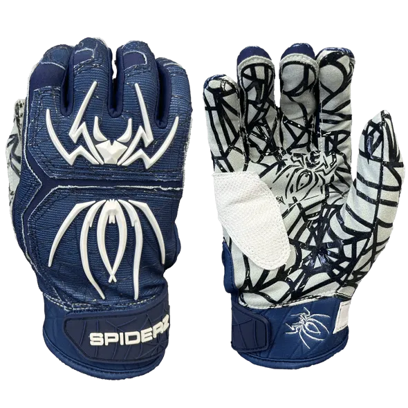 2023 Spiderz HYBRID Batting Gloves: Navy/White