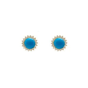 22K Yellow Gold Blue Earrings (8.6gm)