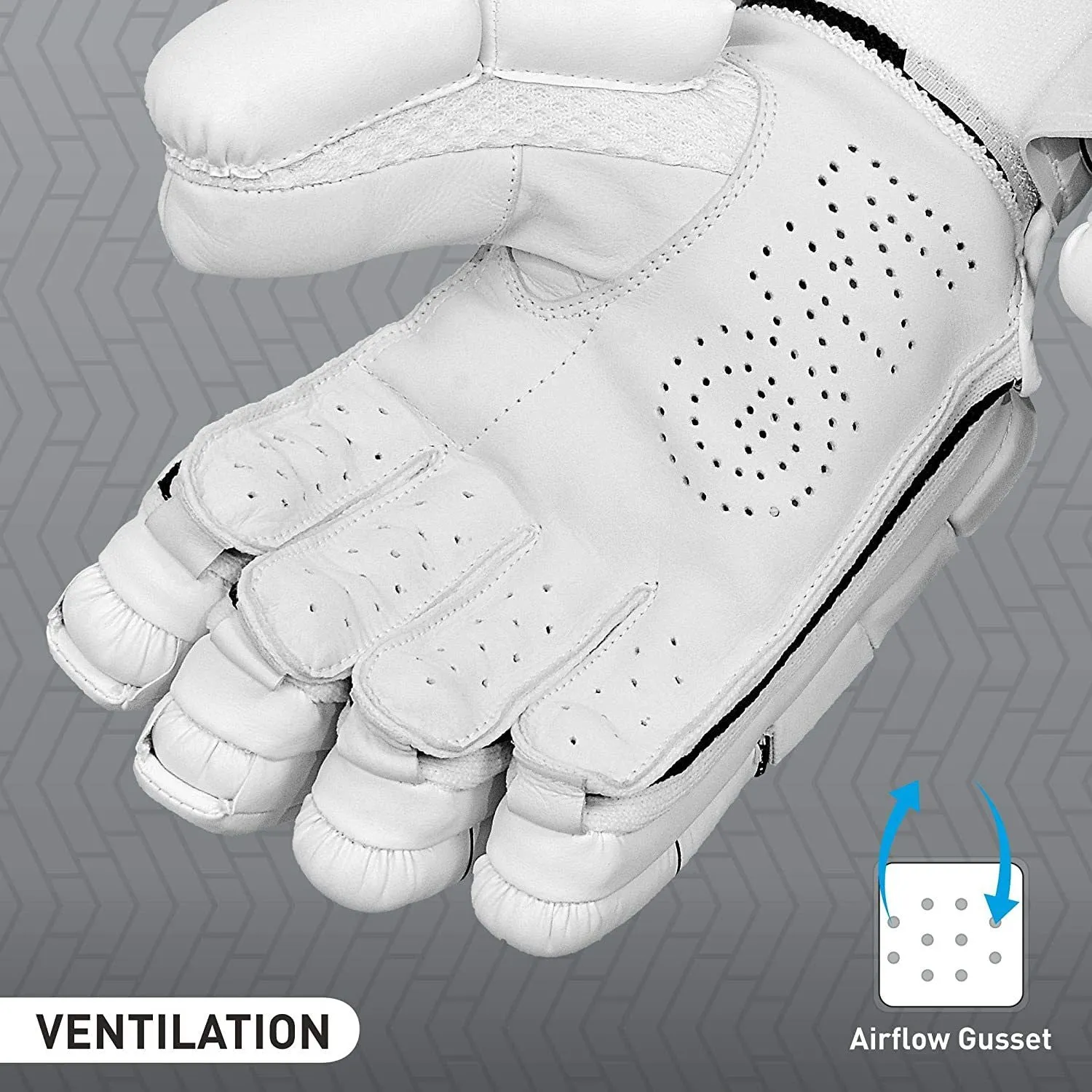 303 Cricket Batting Gloves for Youth Right Handed | Free Cover | White/Black