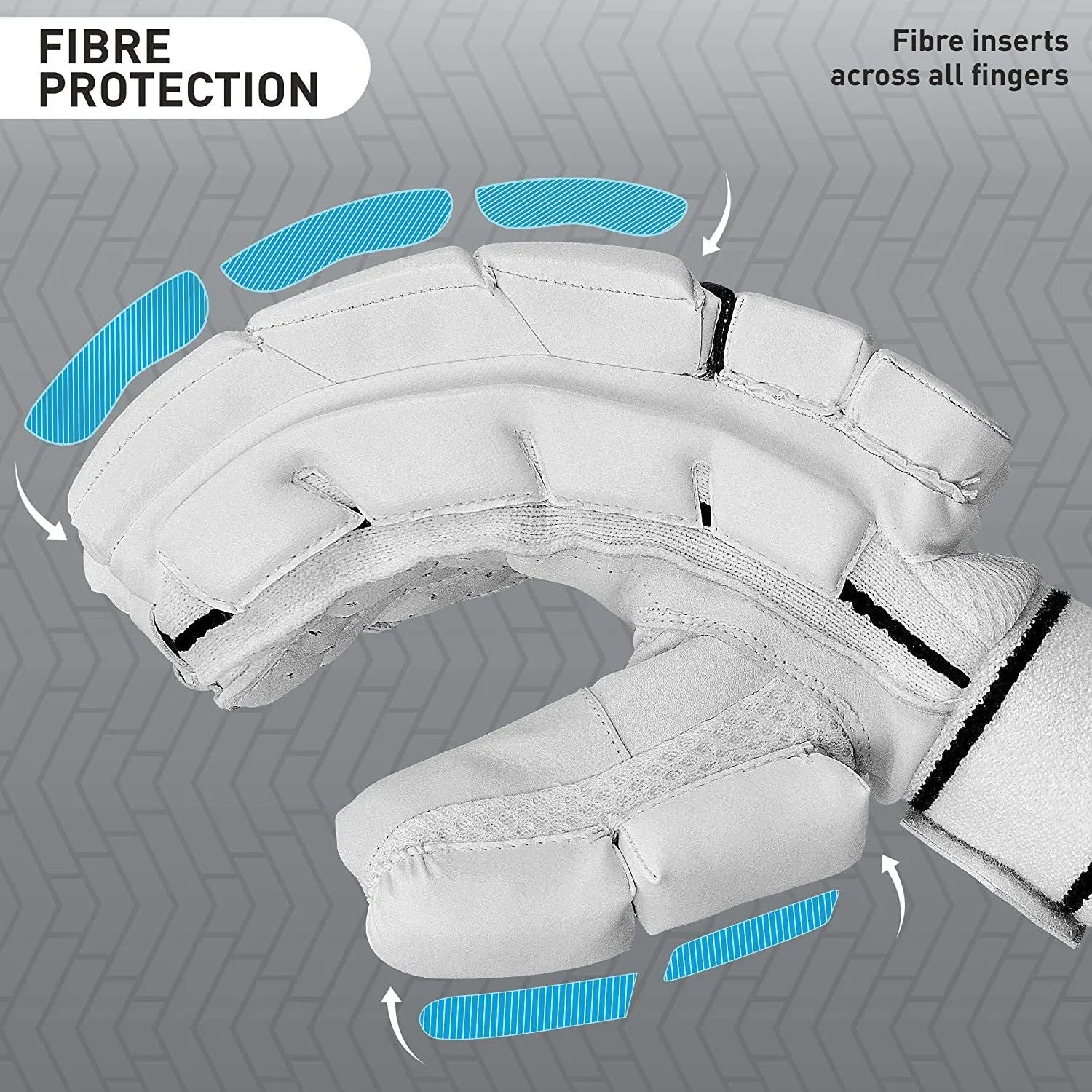 303 Cricket Batting Gloves for Youth Right Handed | Free Cover | White/Black