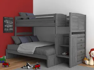 4214-TF - Twin/Full Staircase Bunk Gray (Hardware Kit)