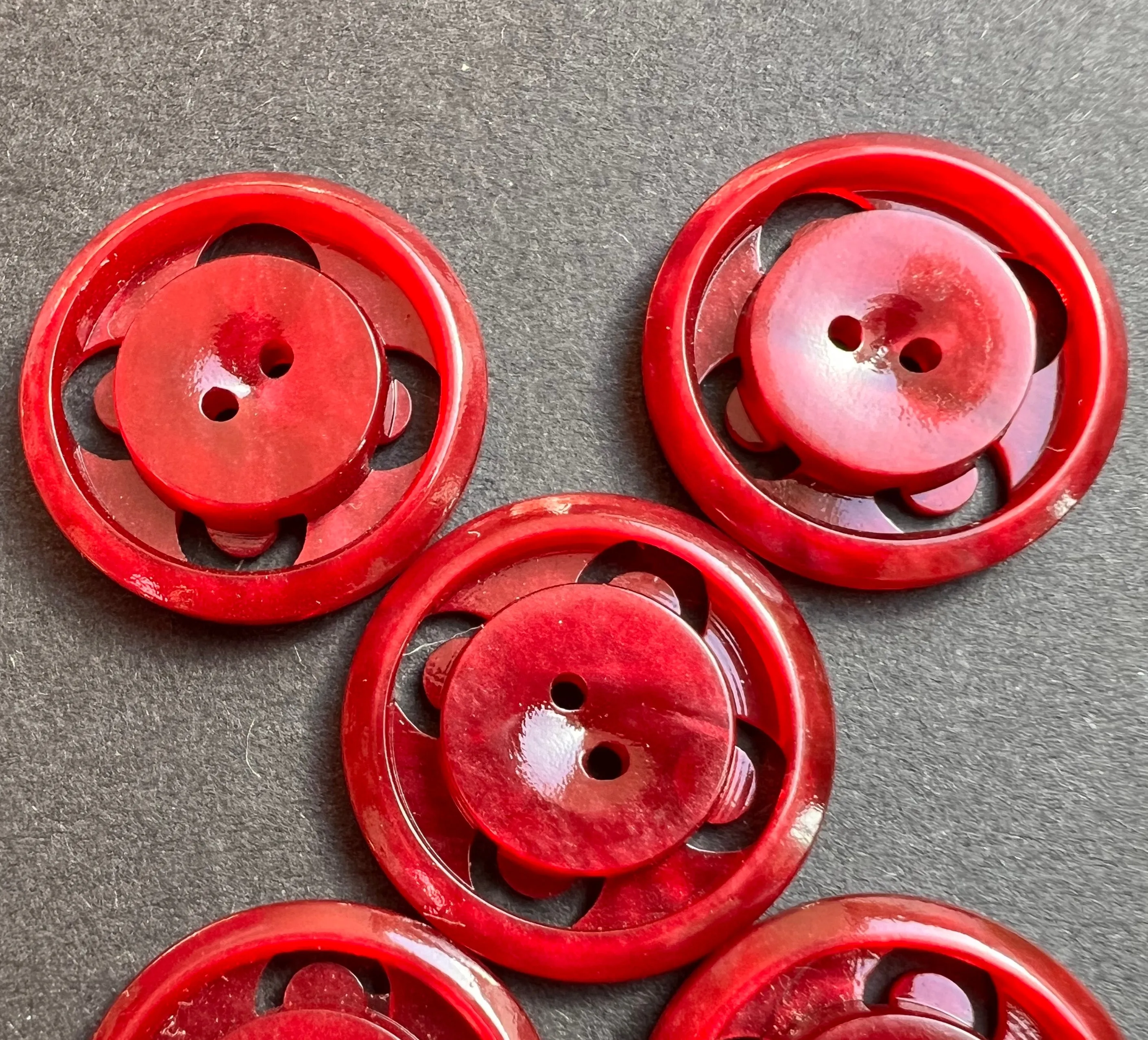 6 Garnet Red Vintage French 2cm or 2.2cm Buttons