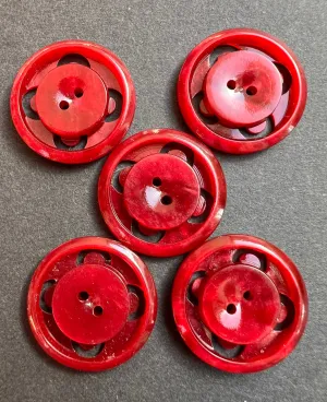 6 Garnet Red Vintage French 2cm or 2.2cm Buttons