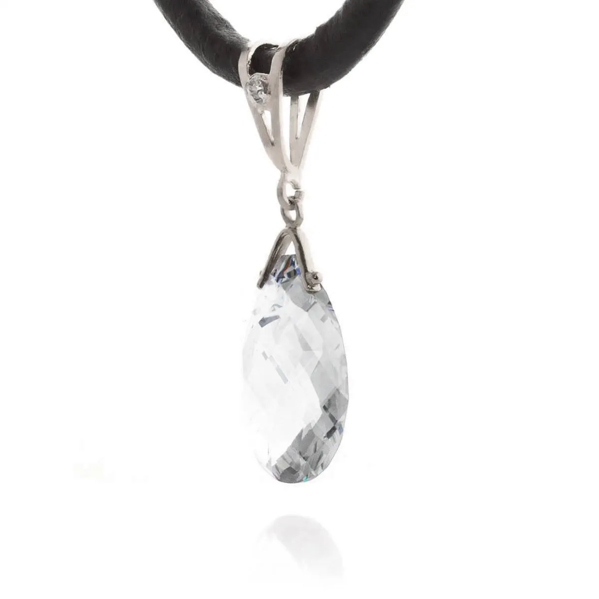 6.51 Carat 14K Solid White Gold Petal Kisses White Topaz Diamond Necklace