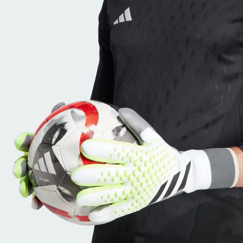 adidas Predator GL Pro Goalkeeper Gloves- White/Black/Lemon
