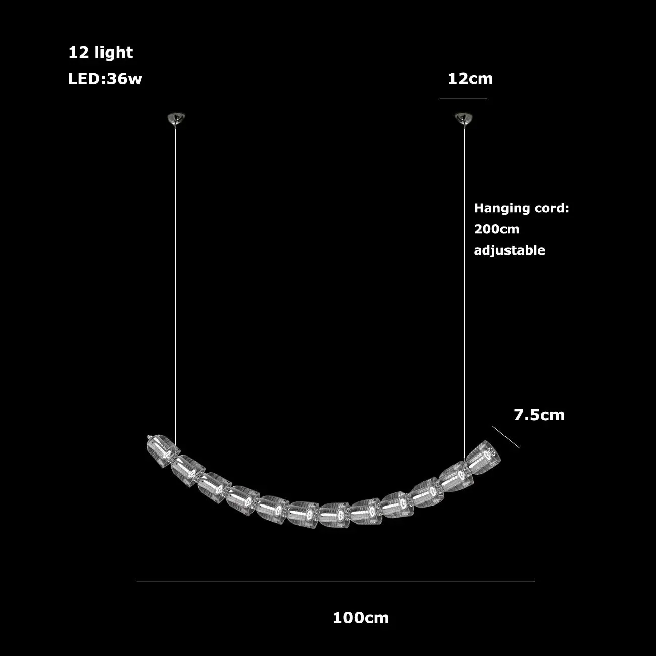 AKolia Bullet Necklace Dimmable LED Deco Ceiling Chandelier
