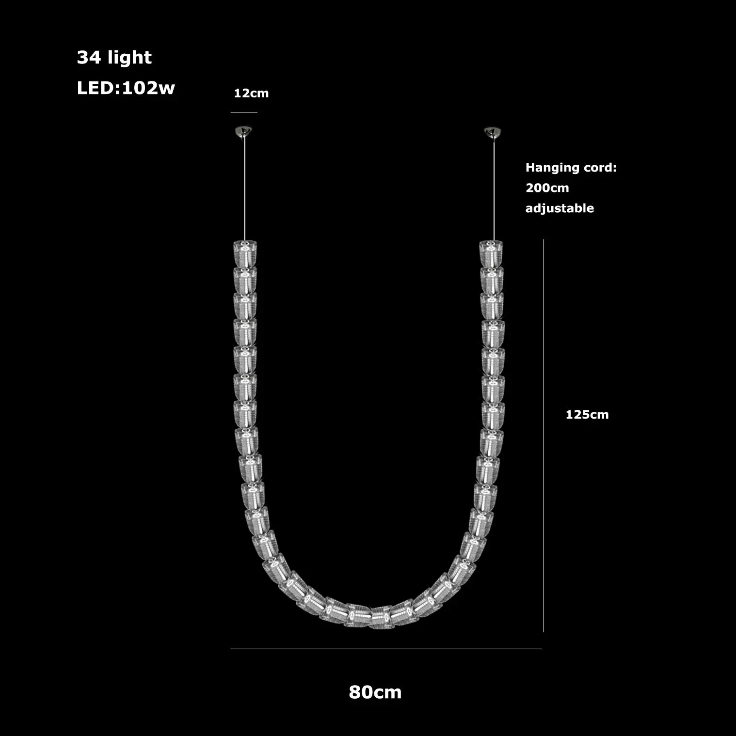AKolia Bullet Necklace Dimmable LED Deco Ceiling Chandelier