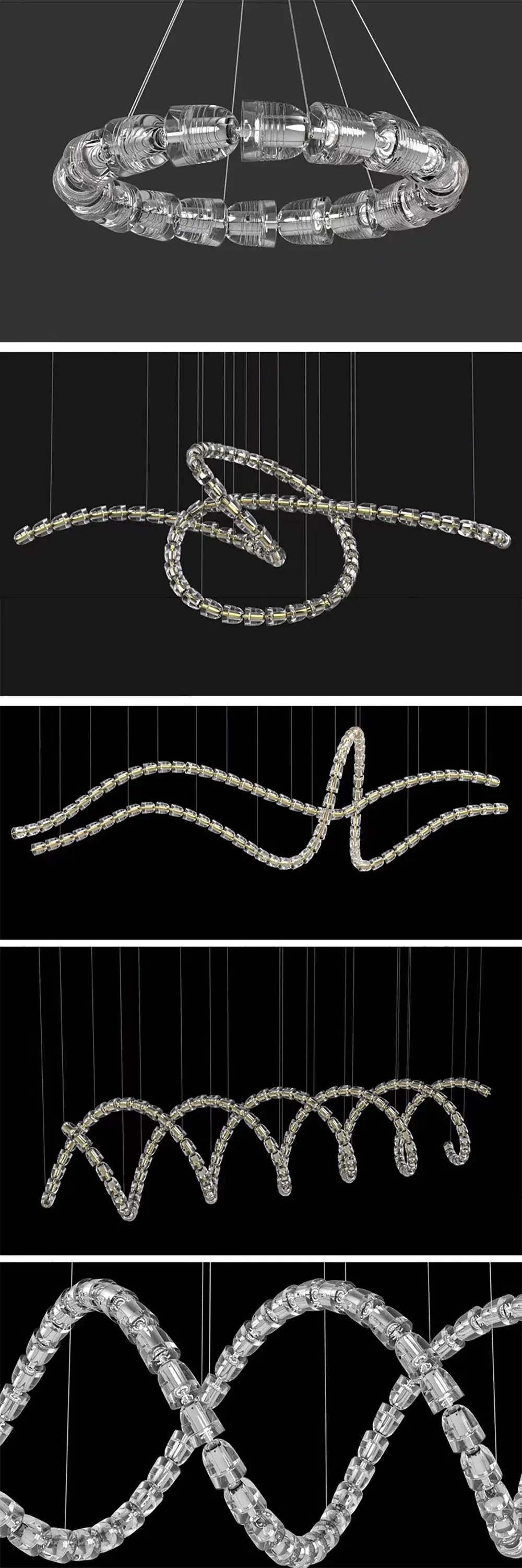 AKolia Bullet Necklace Dimmable LED Deco Ceiling Chandelier