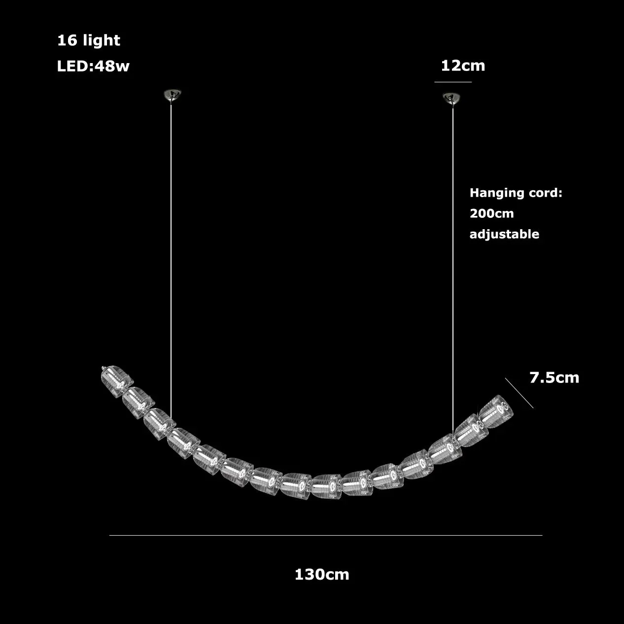 AKolia Bullet Necklace Dimmable LED Deco Ceiling Chandelier