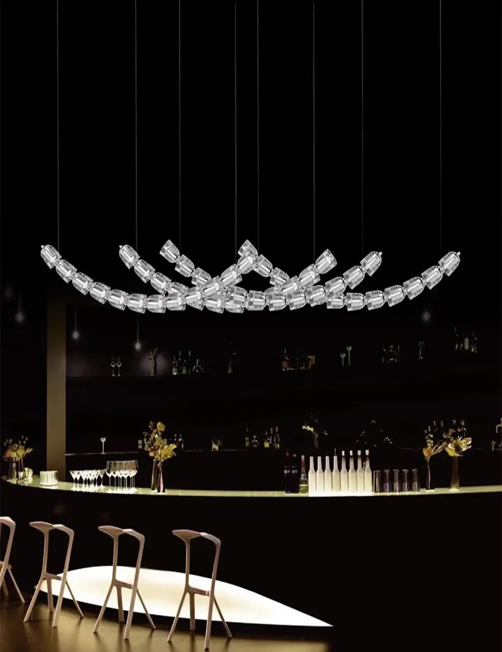 AKolia Bullet Necklace Dimmable LED Deco Ceiling Chandelier