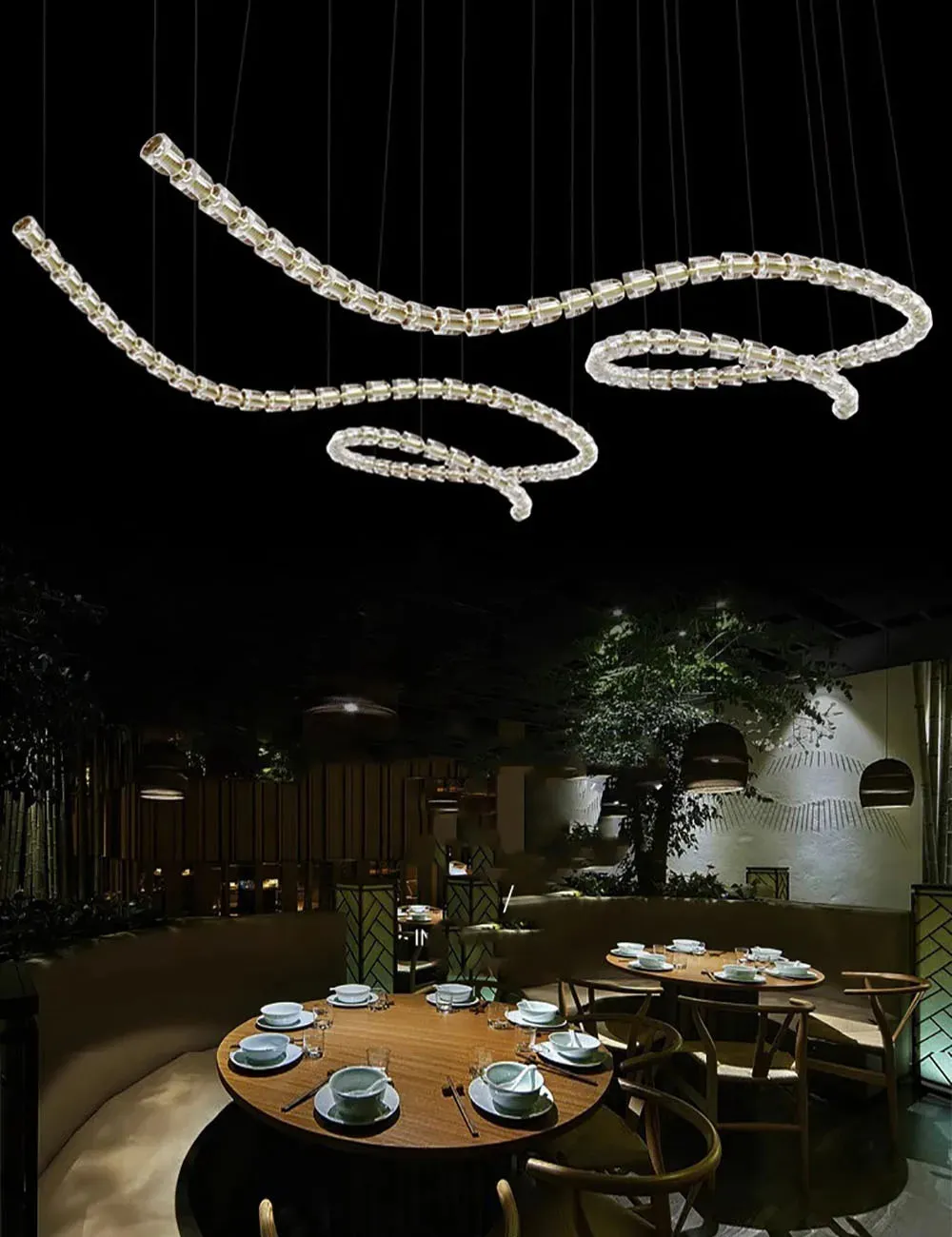 AKolia Bullet Necklace Dimmable LED Deco Ceiling Chandelier