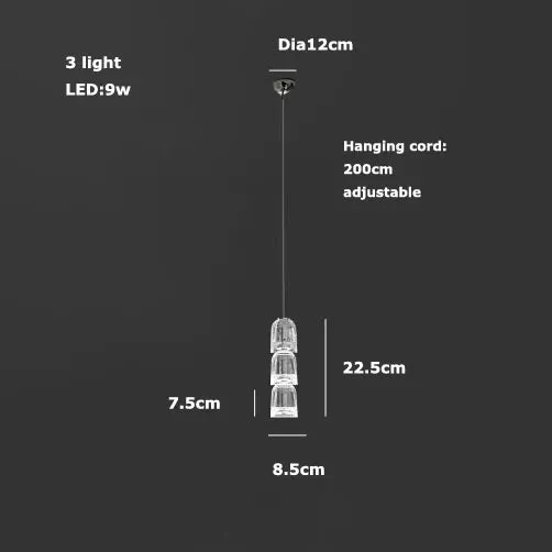 AKolia Bullet Necklace Dimmable LED Deco Ceiling Chandelier