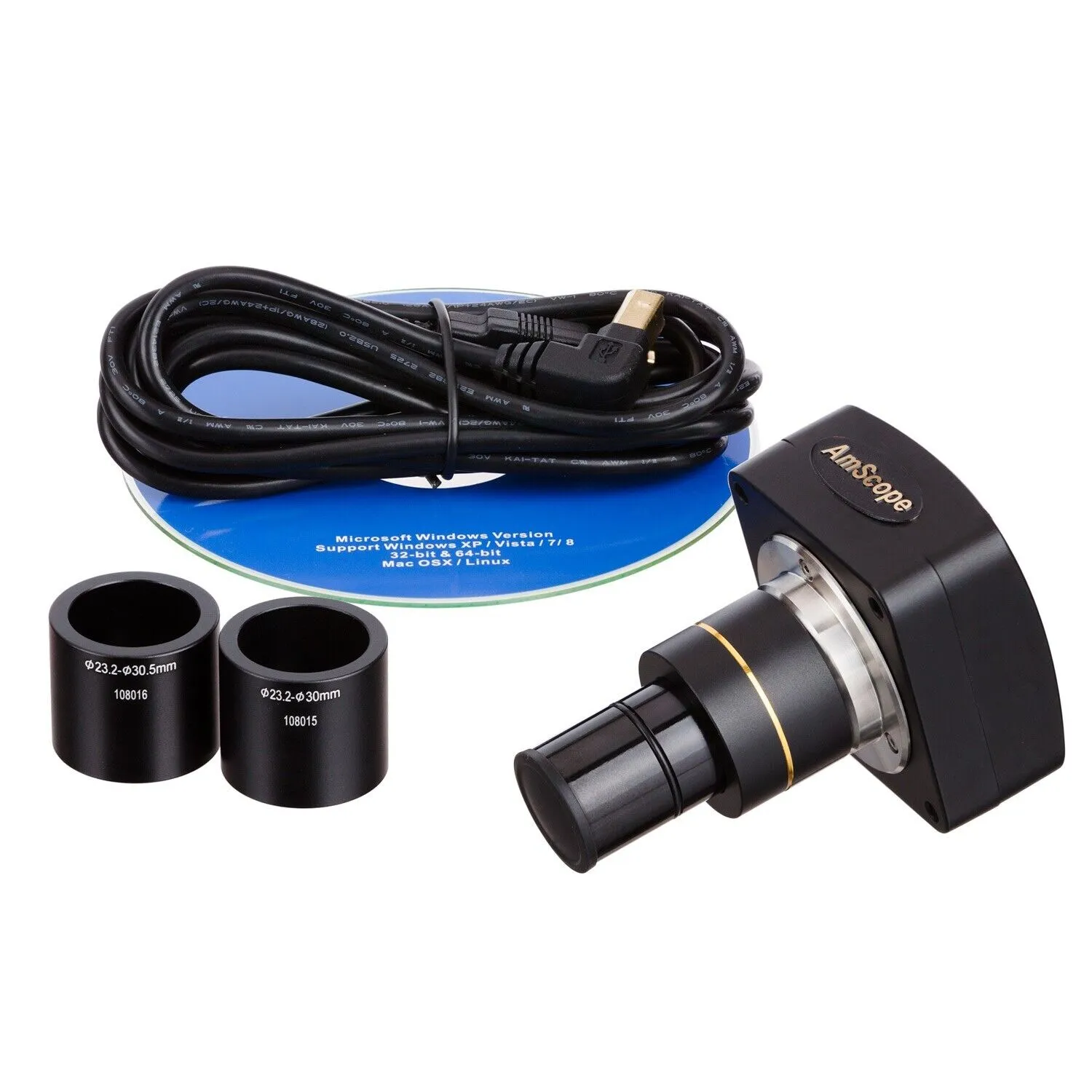 AmScope SM-1 Series Zoom Trinocular Stereo Microscope 3.5X-90X Magnification with 8W Fluorescent Ring Light and 9MP USB 2.0 C-mount Camera on Pillar Stand with Extra Large Base Plate