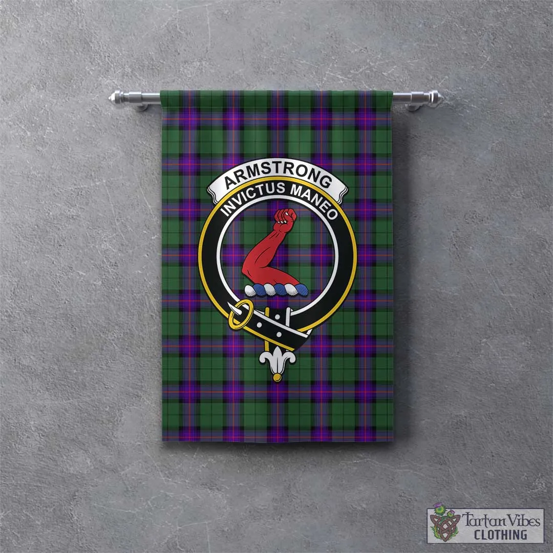 Armstrong Modern Tartan Gonfalon, Tartan Banner with Family Crest