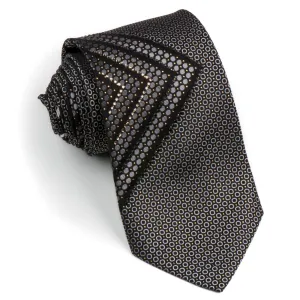 Arnaldo Bassini Silk Neck Tie Geometric Cirlcles On Black With Rhinestones
