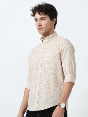 Astrid - Turkish Fit Printed Shirt - Beige