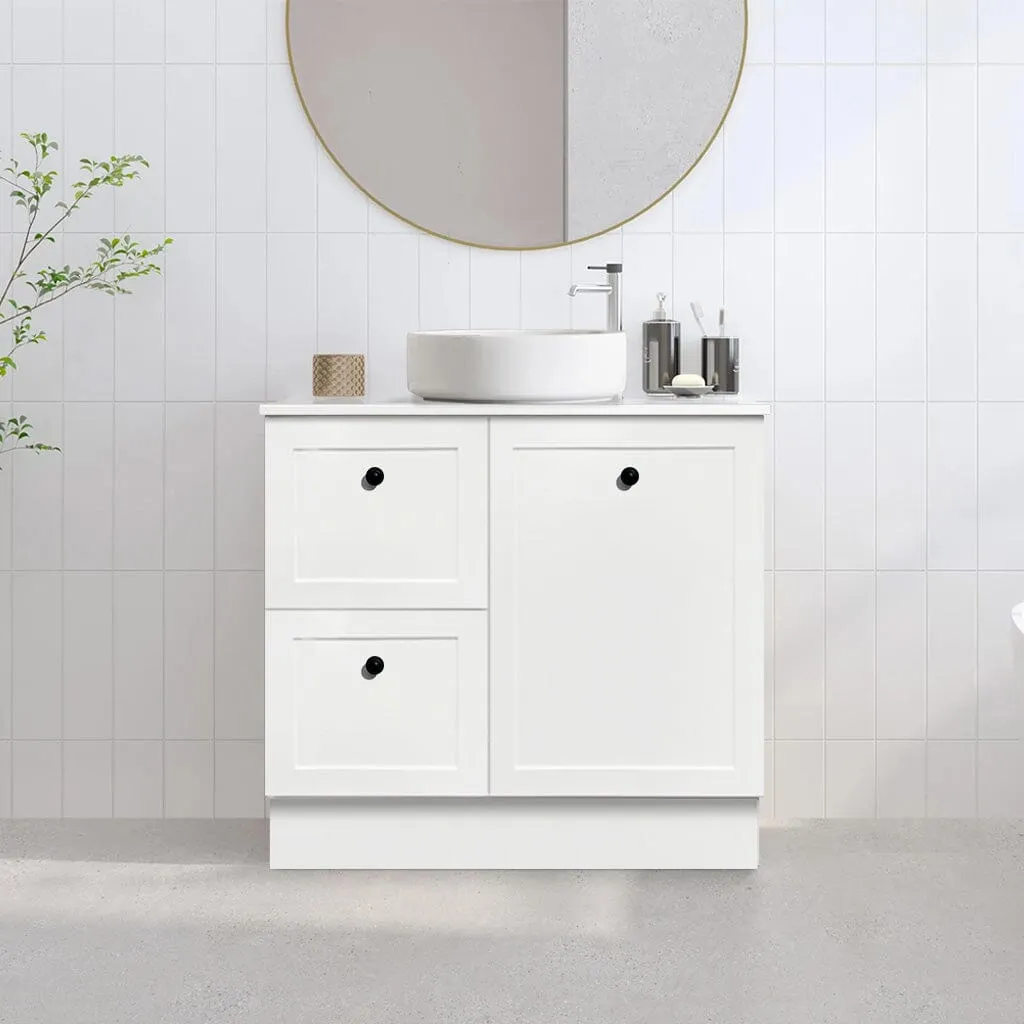 AUSTIN 900mm Floor Standing Bathroom Vanity (Left Hand)   Bliss Stone Top