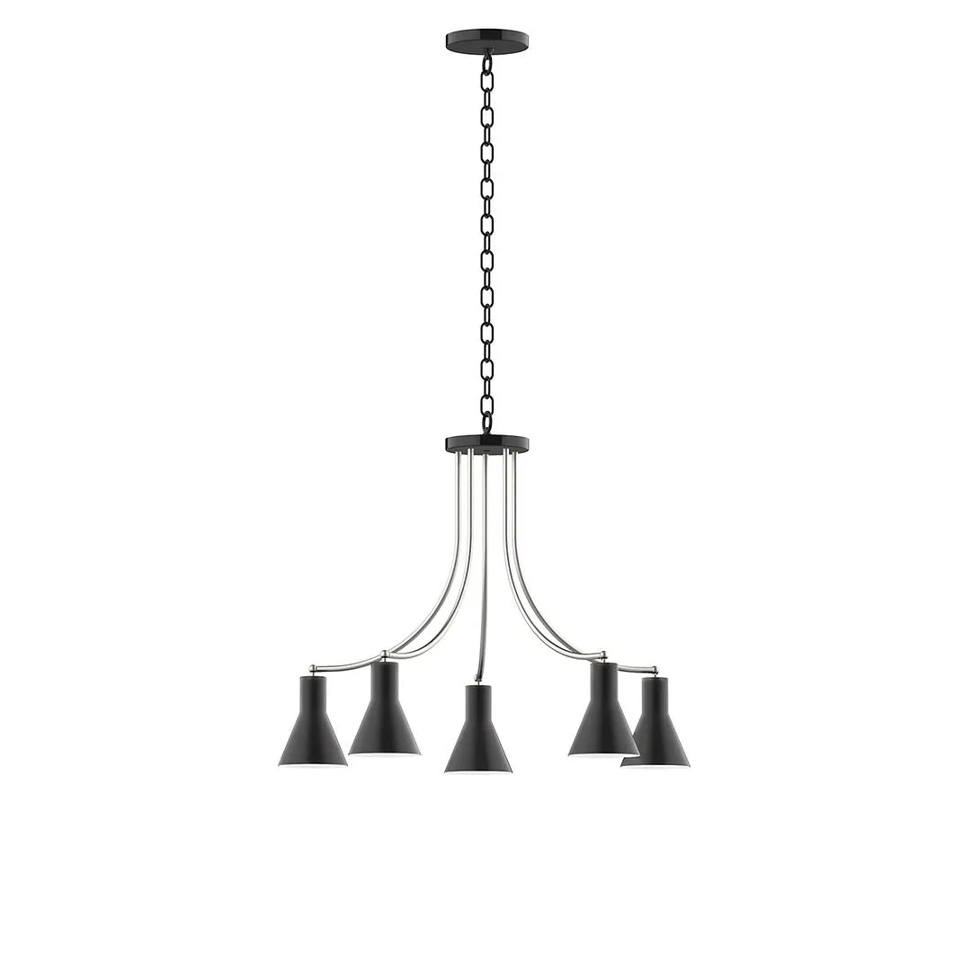 Axis Flare 5-Light LED Chandelier in Black with Brushed Nickel Accents