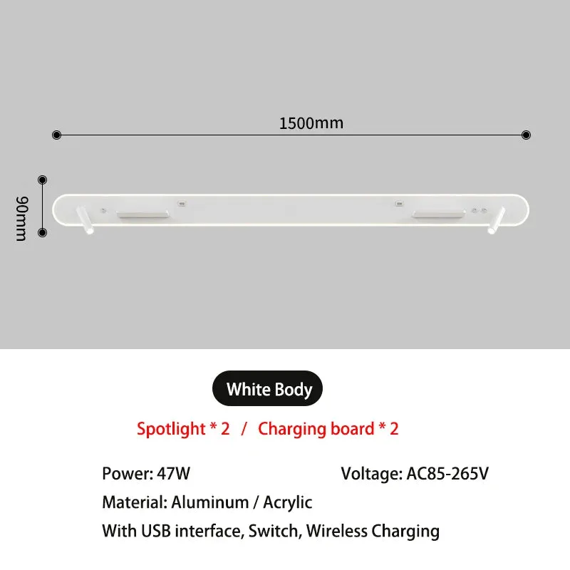 Barriva Wireless Charging   Reading Wall Lamp