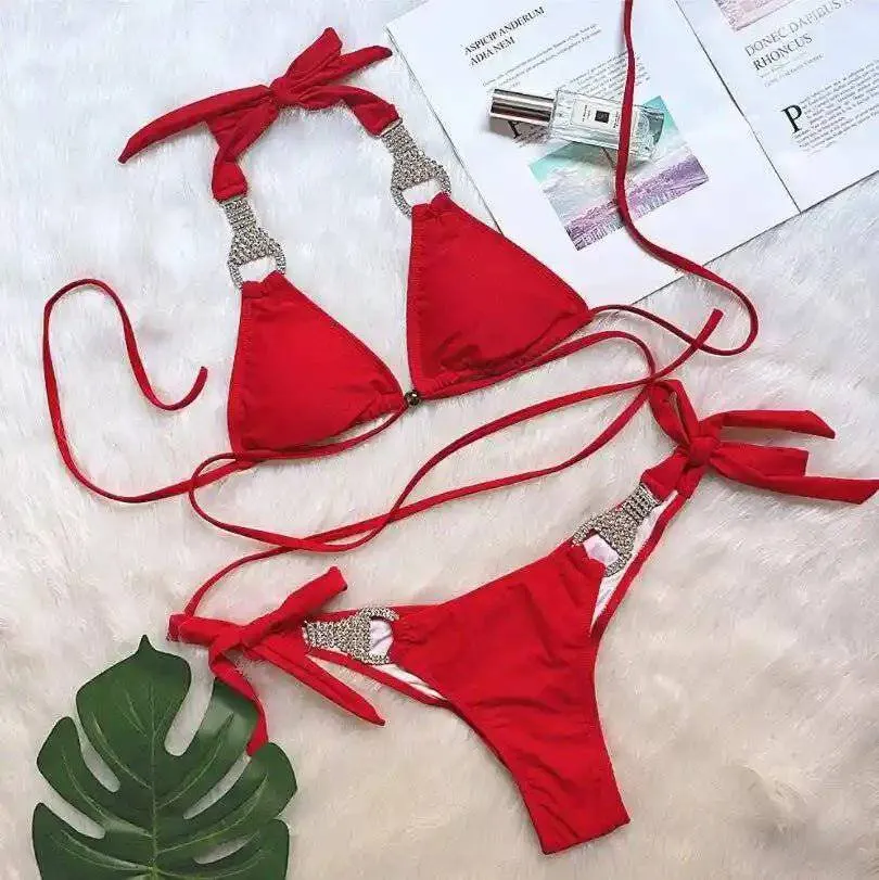Becca Halter Neck Rhinestone Embellished Swimwear