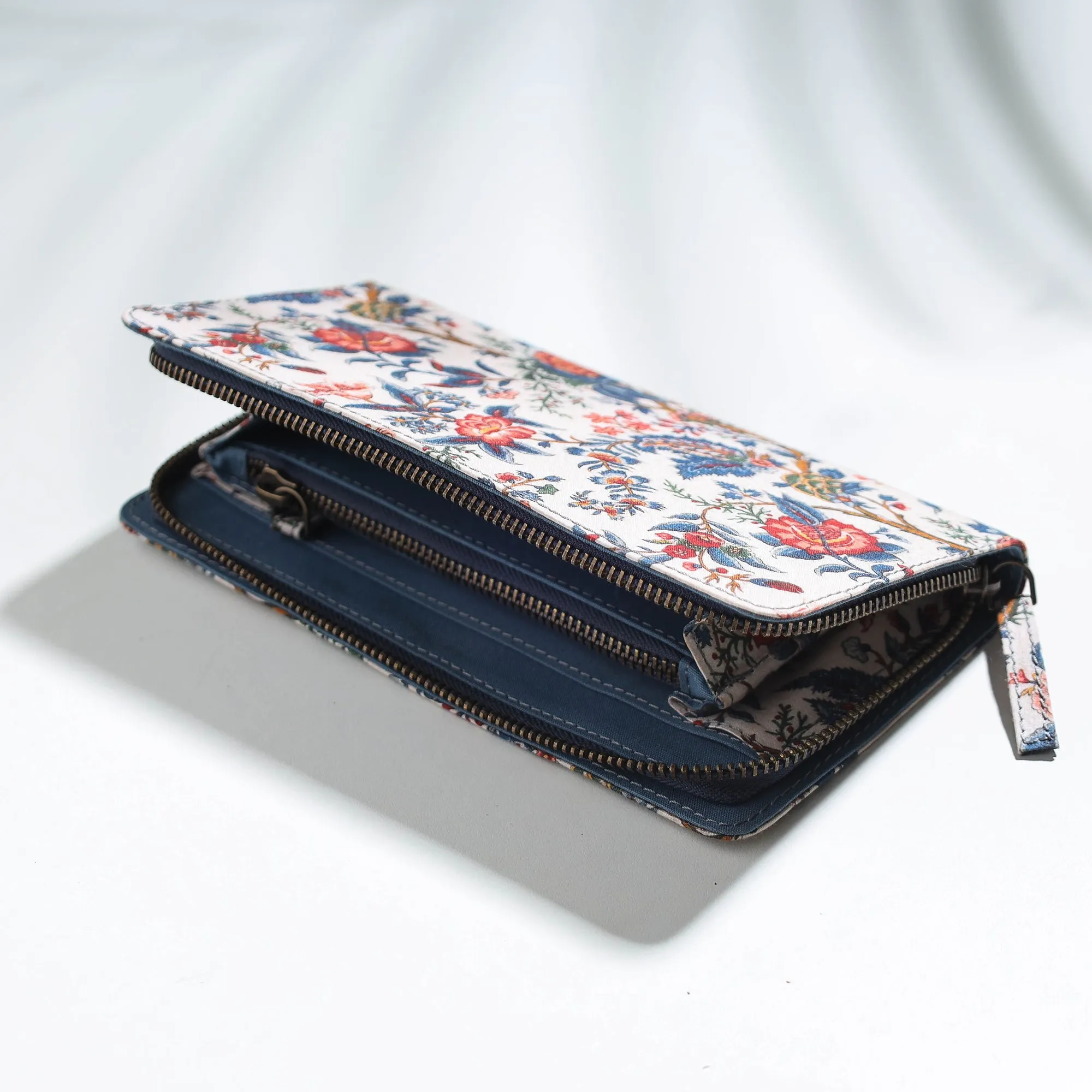 Beige - Floral Printed Handcrafted Wallet