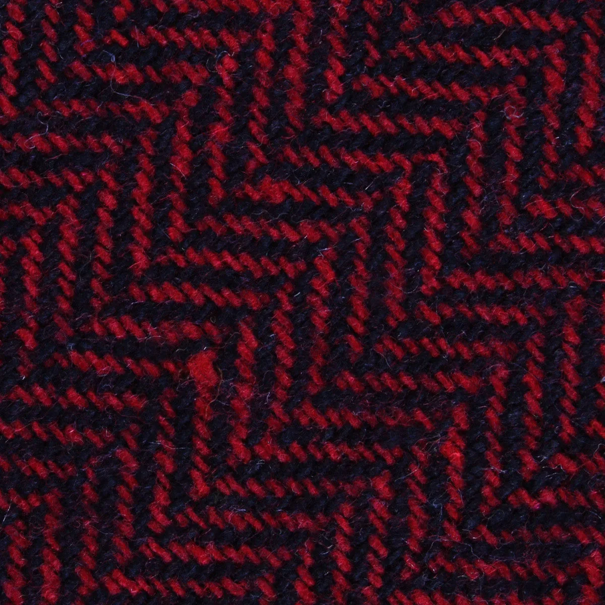 Black & Red Herringbone Wool Self Bow Tie