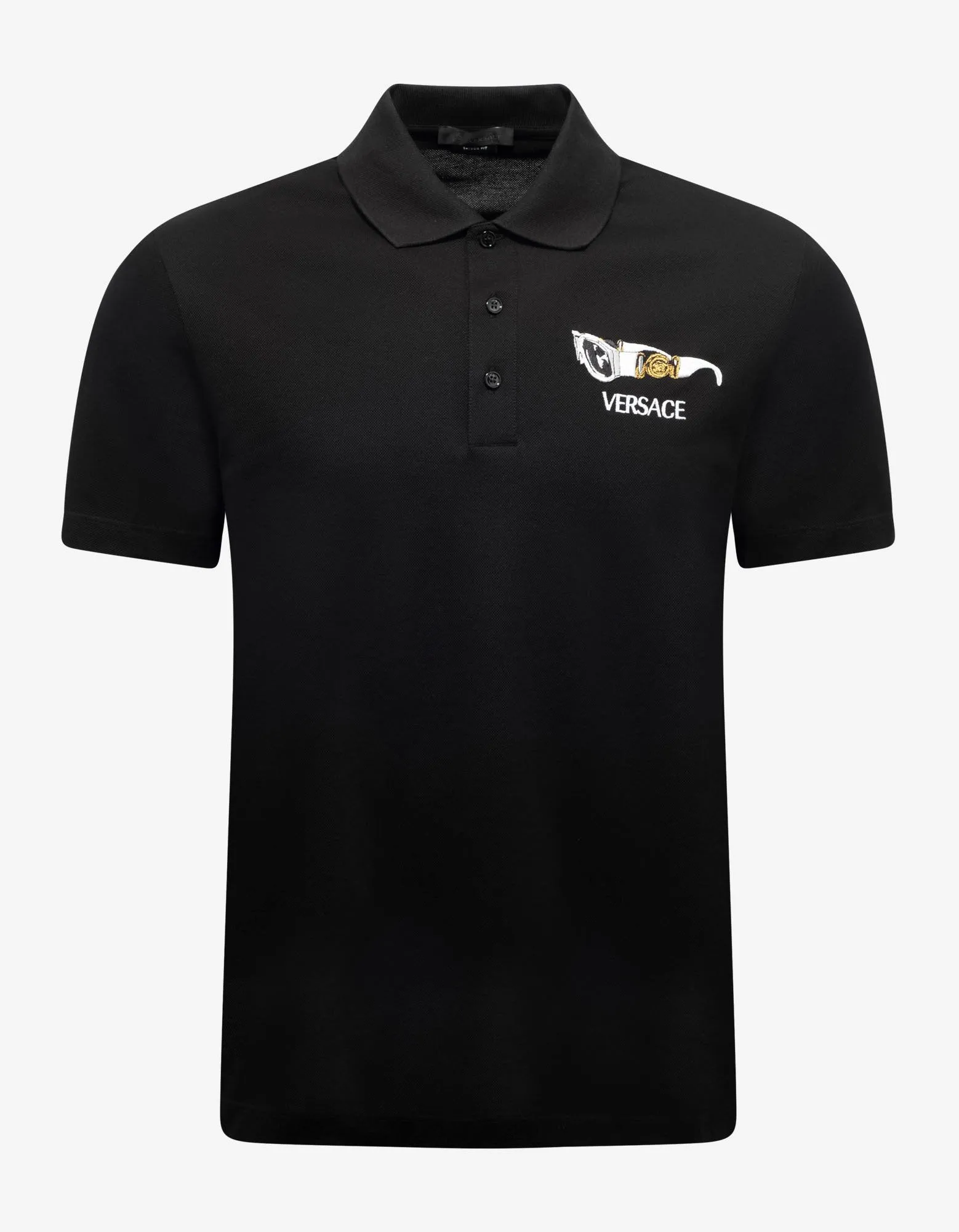 Black Biggie Sunglasses Embroidery Polo T-Shirt