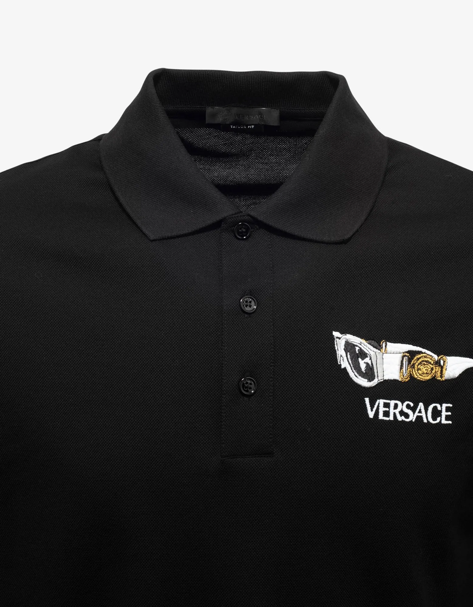 Black Biggie Sunglasses Embroidery Polo T-Shirt