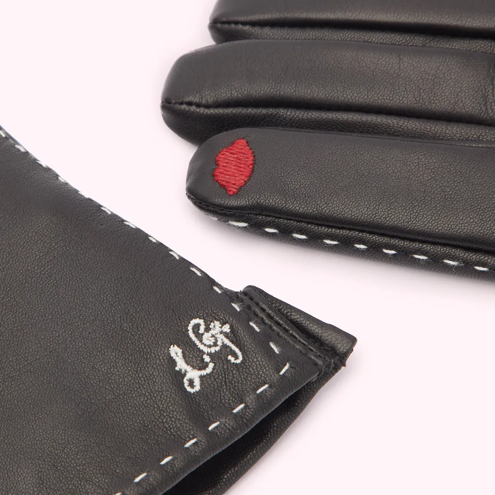 BLACK CONTRAST STITCH KYLE LEATHER GLOVE