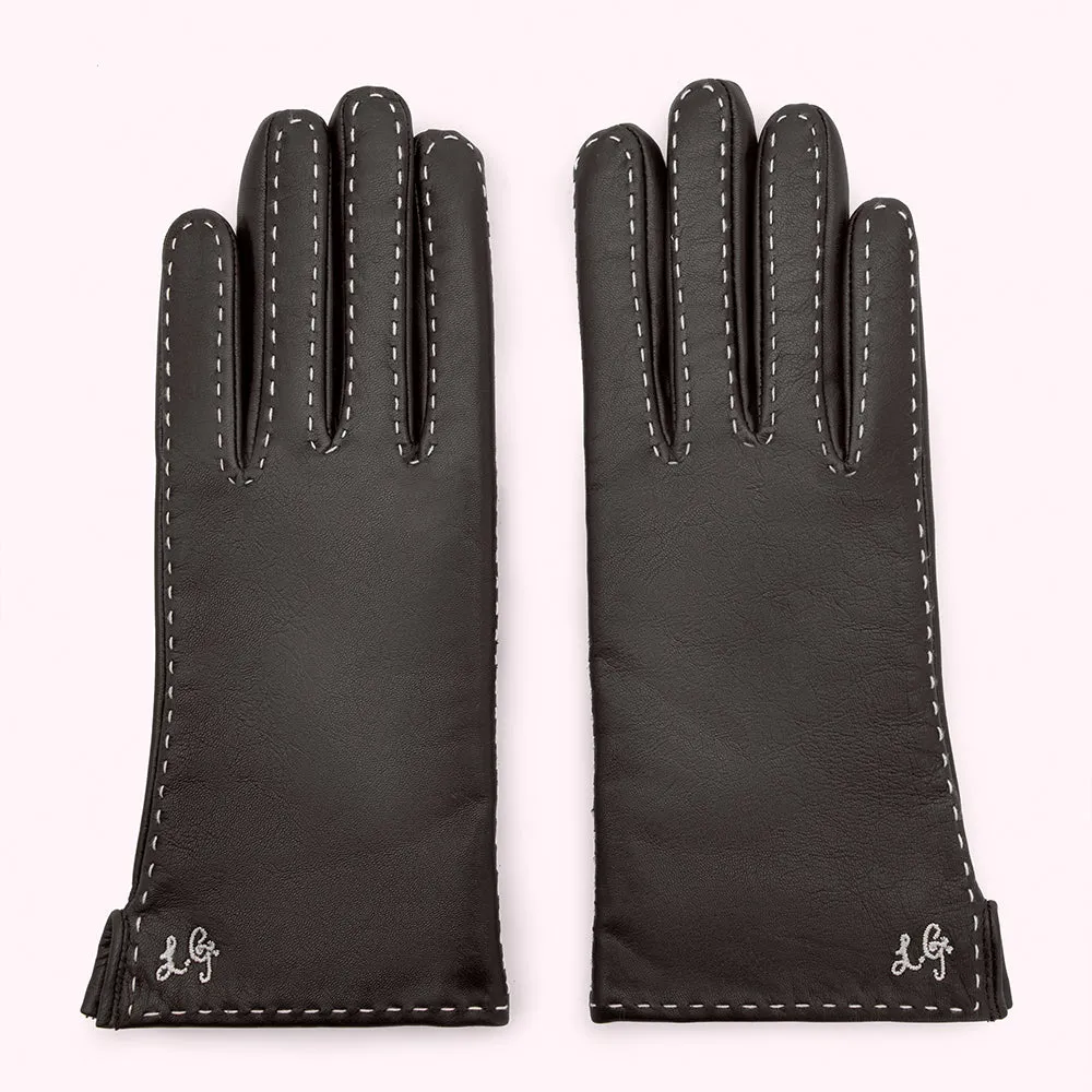 BLACK CONTRAST STITCH KYLE LEATHER GLOVE
