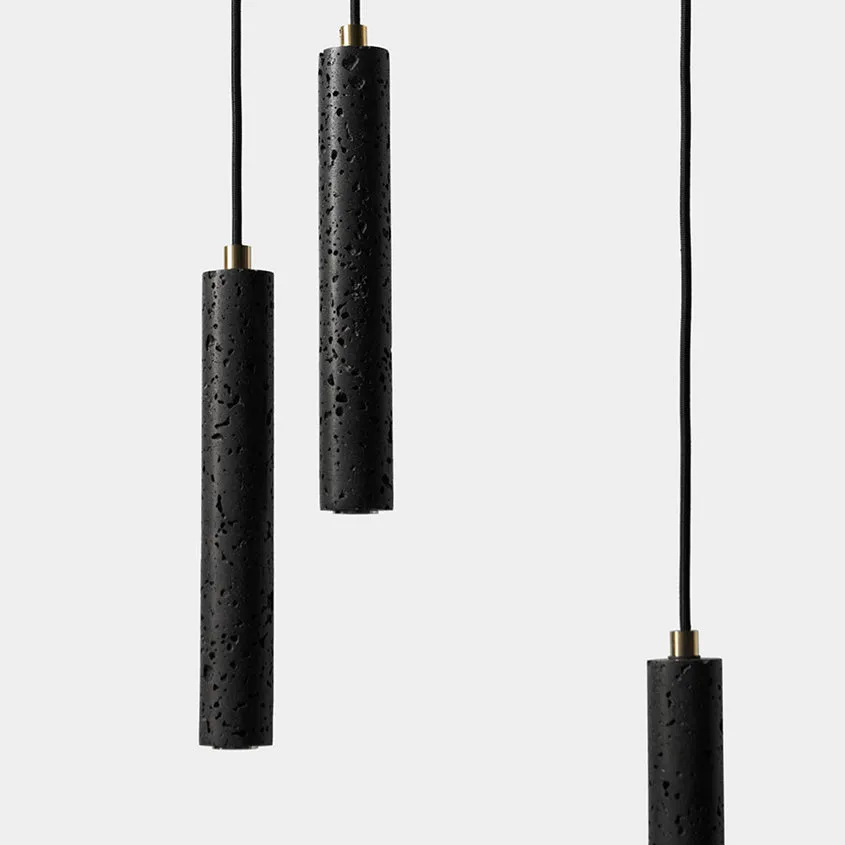 Black Lava A Stone Minimalist Line Pendant Light