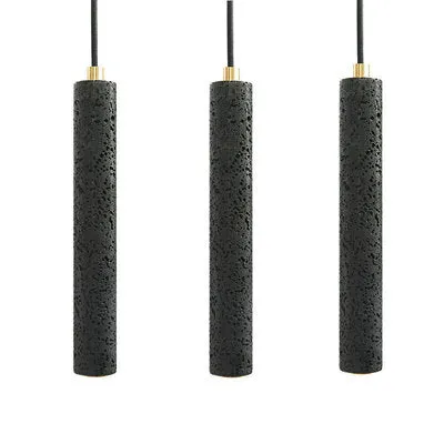 Black Lava A Stone Minimalist Line Pendant Light