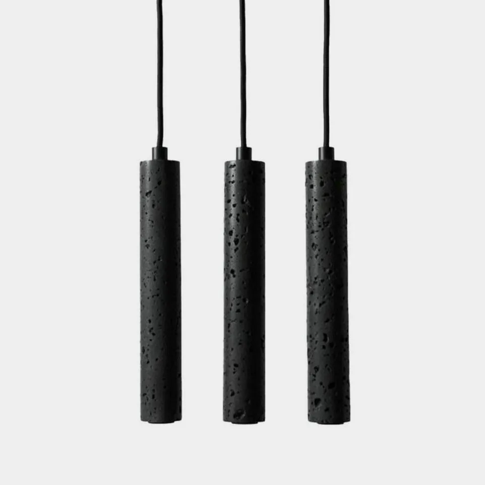 Black Lava A Stone Minimalist Line Pendant Light