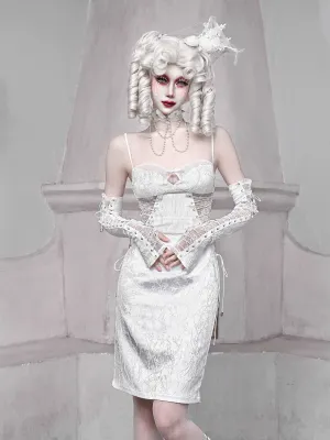 Blood Supply The White Doll Goth Jacquard Lace Fitted Dress