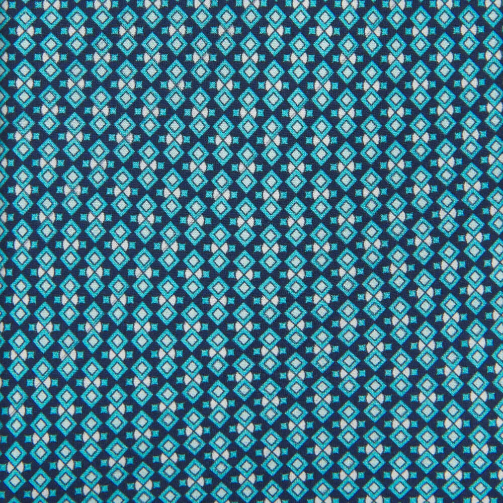 Blue Geometric Motif Silk Tie