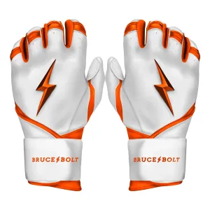 Bruce Bolt Premium Pro Chrome Series Long Cuff Batting Gloves: Orange