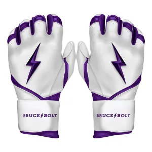 Bruce Bolt Premium Pro Chrome Series Long Cuff Batting Gloves: Purple