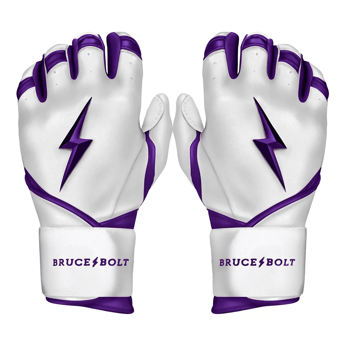Bruce Bolt Premium Pro Chrome Series Long Cuff Batting Gloves: Purple