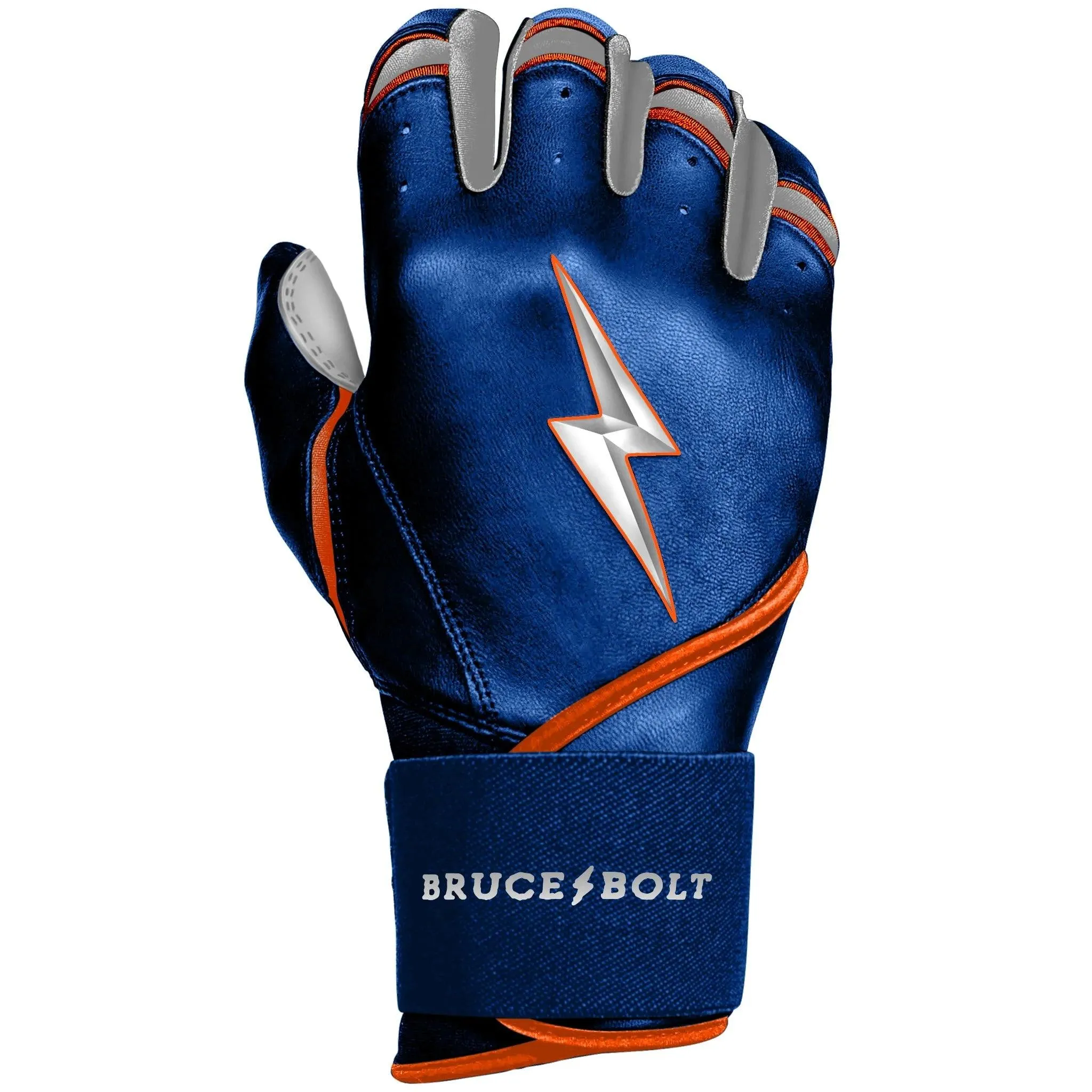 Bruce Bolt PREMIUM PRO NIMMO Long Cuff Batting Gloves: Mets Blue