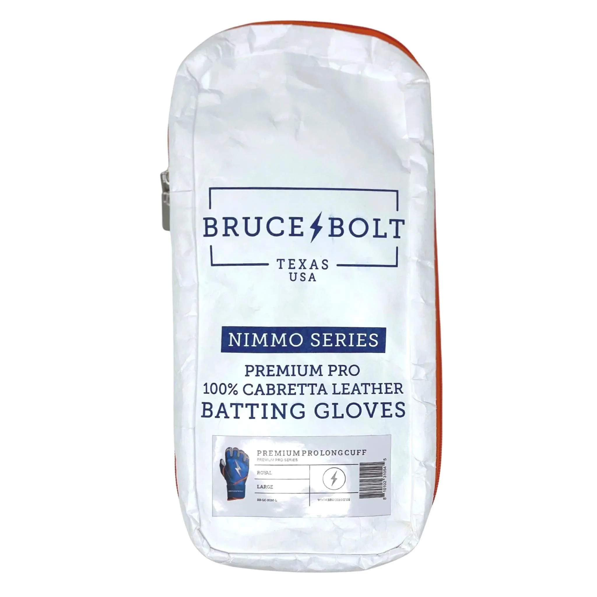 Bruce Bolt PREMIUM PRO NIMMO Long Cuff Batting Gloves: Mets Blue