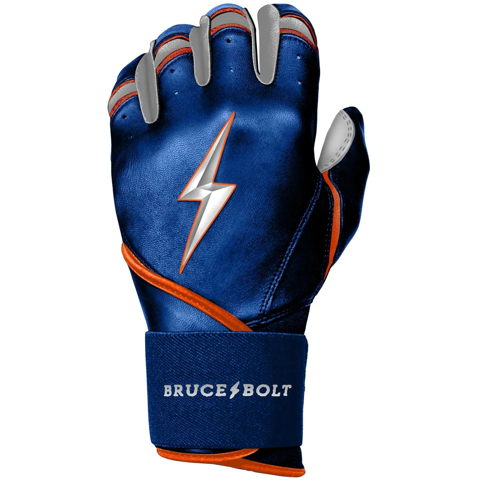 Bruce Bolt PREMIUM PRO NIMMO Long Cuff Batting Gloves: Mets Blue